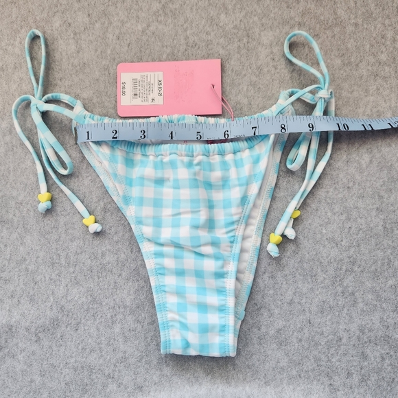Stoney Clover Lane X Target Swim Bottom NWT Blue Gingham Check String Bikini XS - Picture 3 of 9